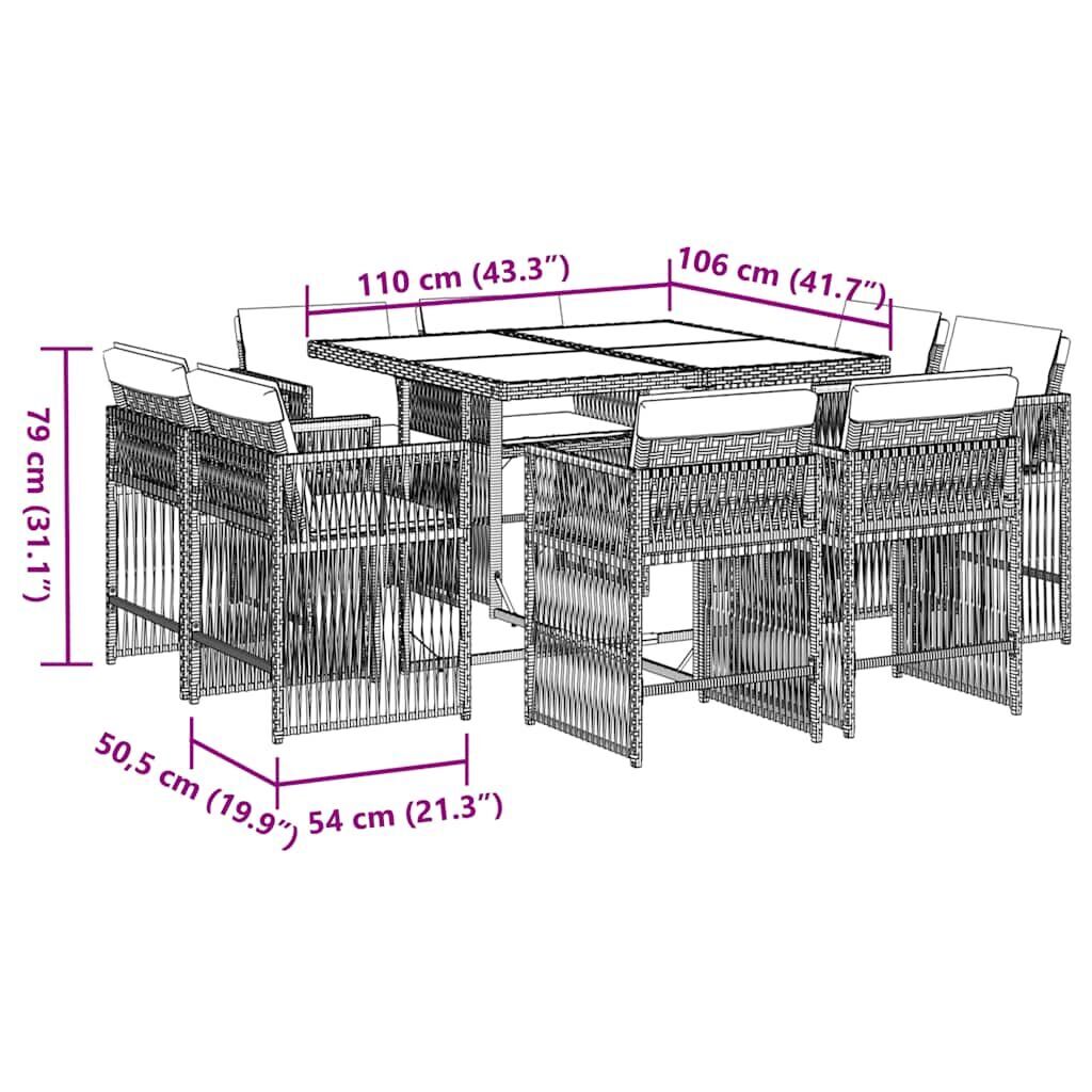 9 Piece Garden Dining Set with Cushions Black Poly Rattan Price