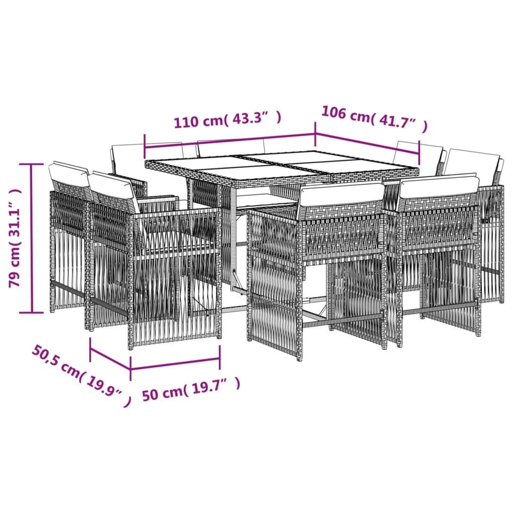 9 Piece Garden Dining Set with Cushions Black Poly Rattan Price