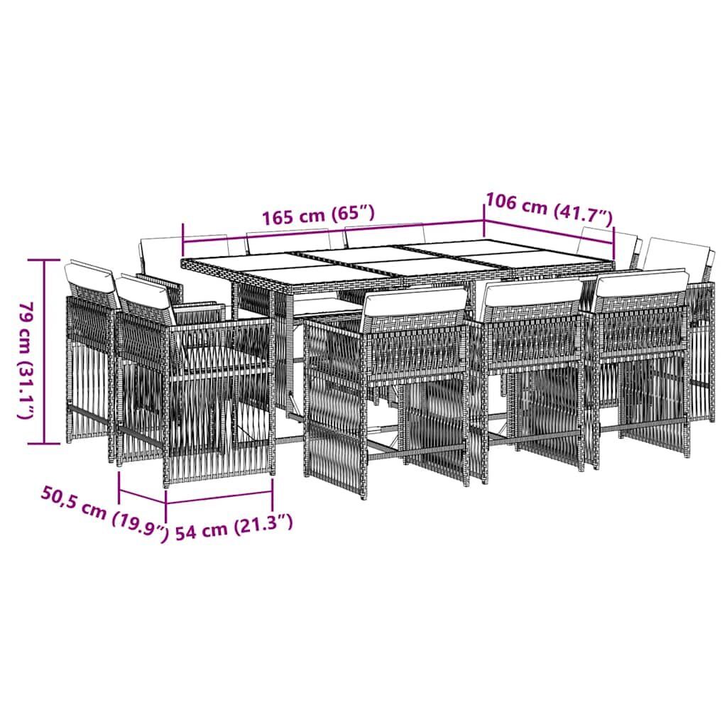 11 Piece Garden Dining Set with Cushions Black Poly Rattan Price