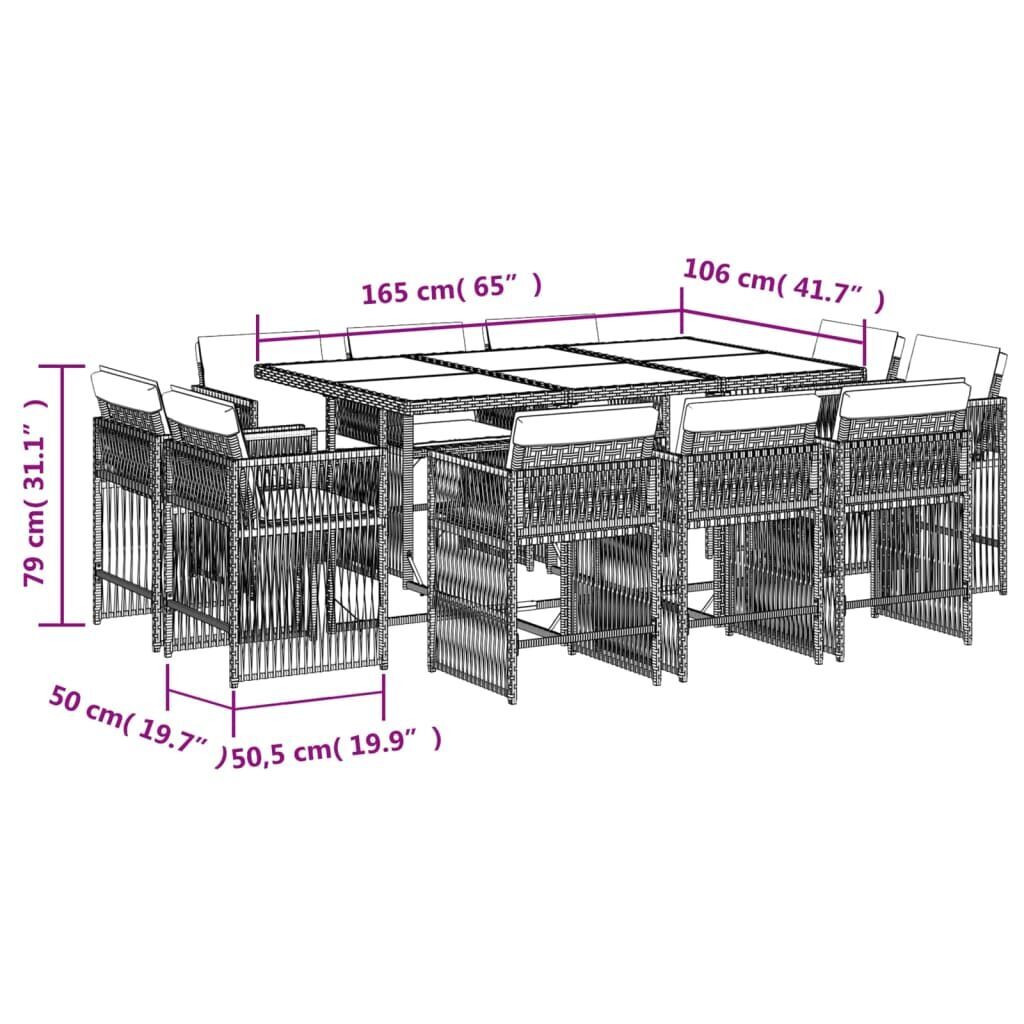 11 Piece Garden Dining Set with Cushions Mix Beige Poly Rattan Price