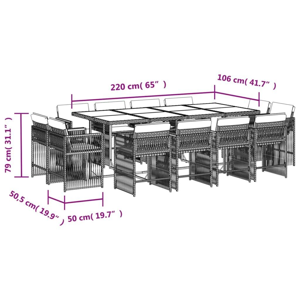 13 Piece Garden Dining Set with Cushions Mix Beige Poly Rattan Price