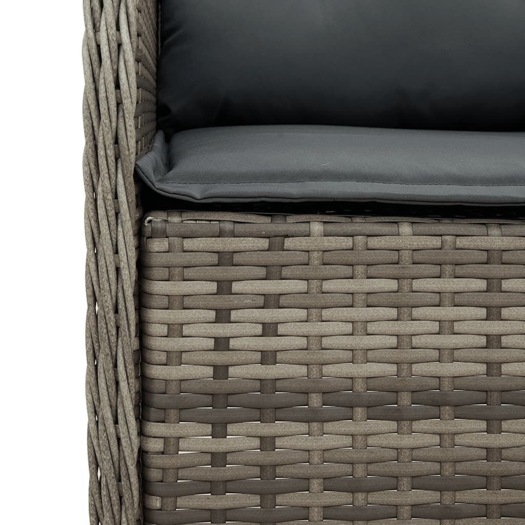 3 Piece Garden Dining Set with Cushions Grey Poly Rattan Price