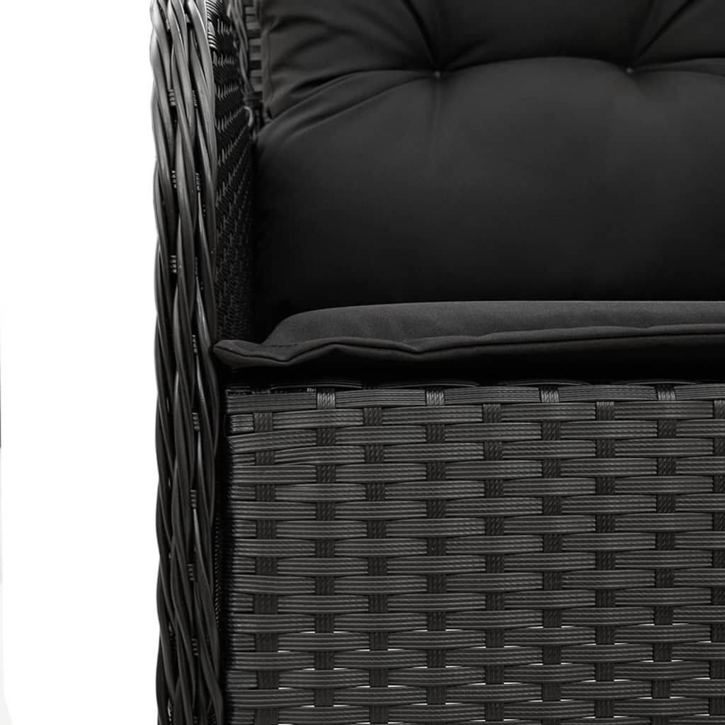 3 Piece Garden Dining Set with Cushions Black Poly Rattan Price