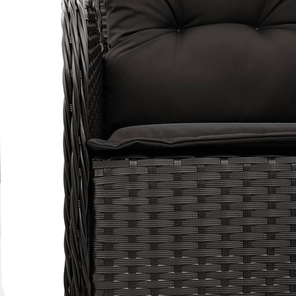 7 Piece Garden Dining Set with Cushions Black Poly Rattan Price
