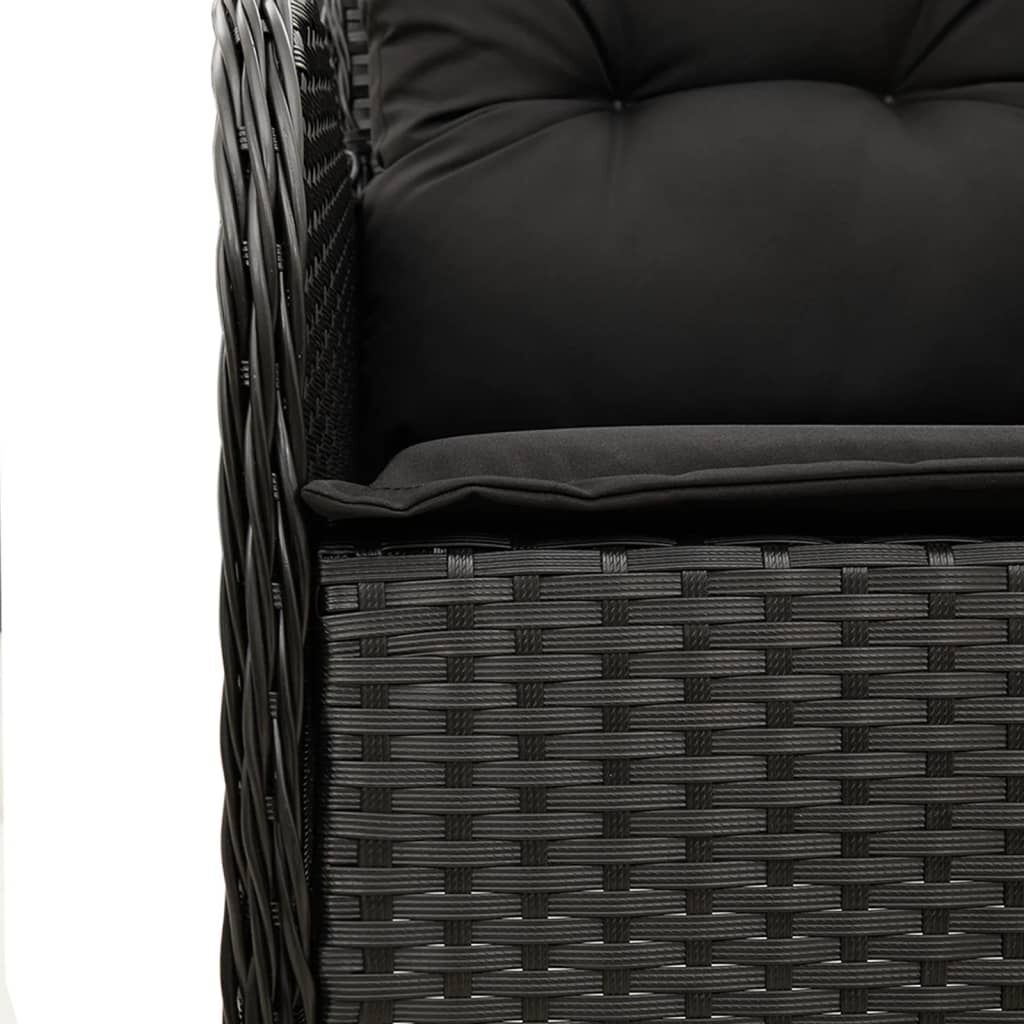3 Piece Garden Dining Set with Cushions Black Poly Rattan Price