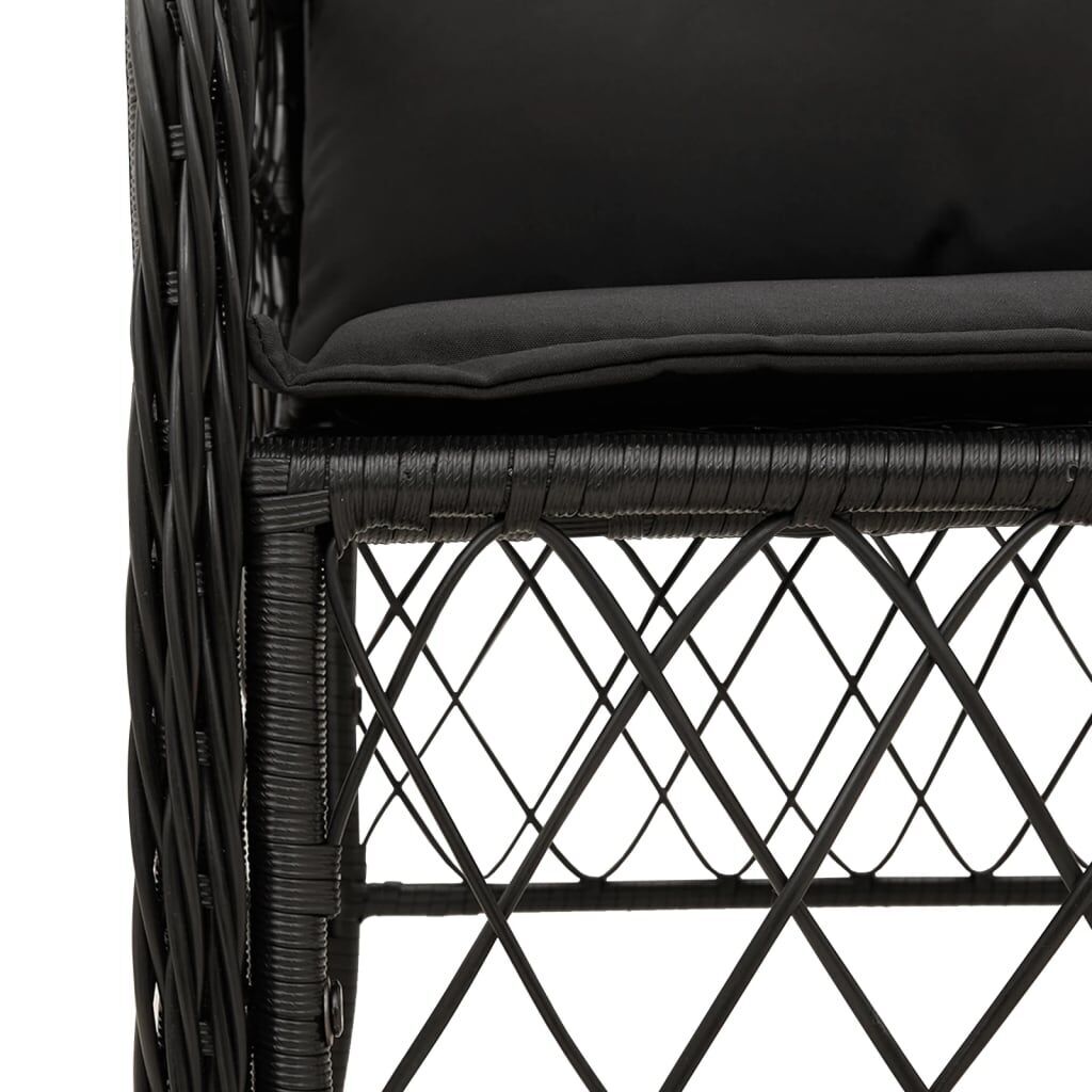 3 Piece Bistro Set with Cushions Black Poly Rattan Price