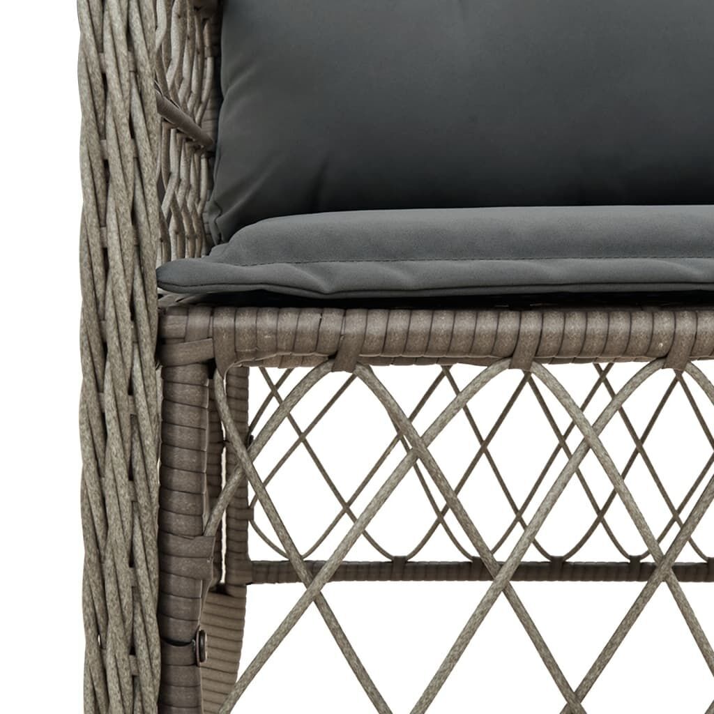 3 Piece Bistro Set with Cushions Grey Poly Rattan Price