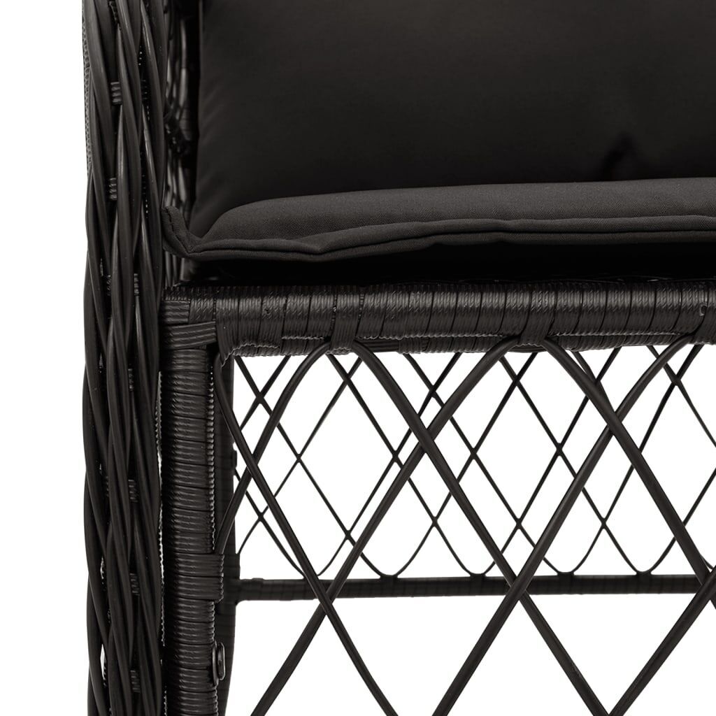 5 Piece Garden Dining Set with Cushions Black Poly Rattan Price