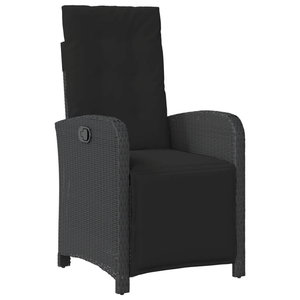 7 Piece Garden Dining Set with Cushions Black Poly Rattan Price