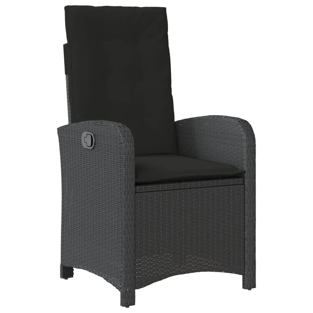 7 Piece Garden Dining Set with Cushions Black Poly Rattan Price