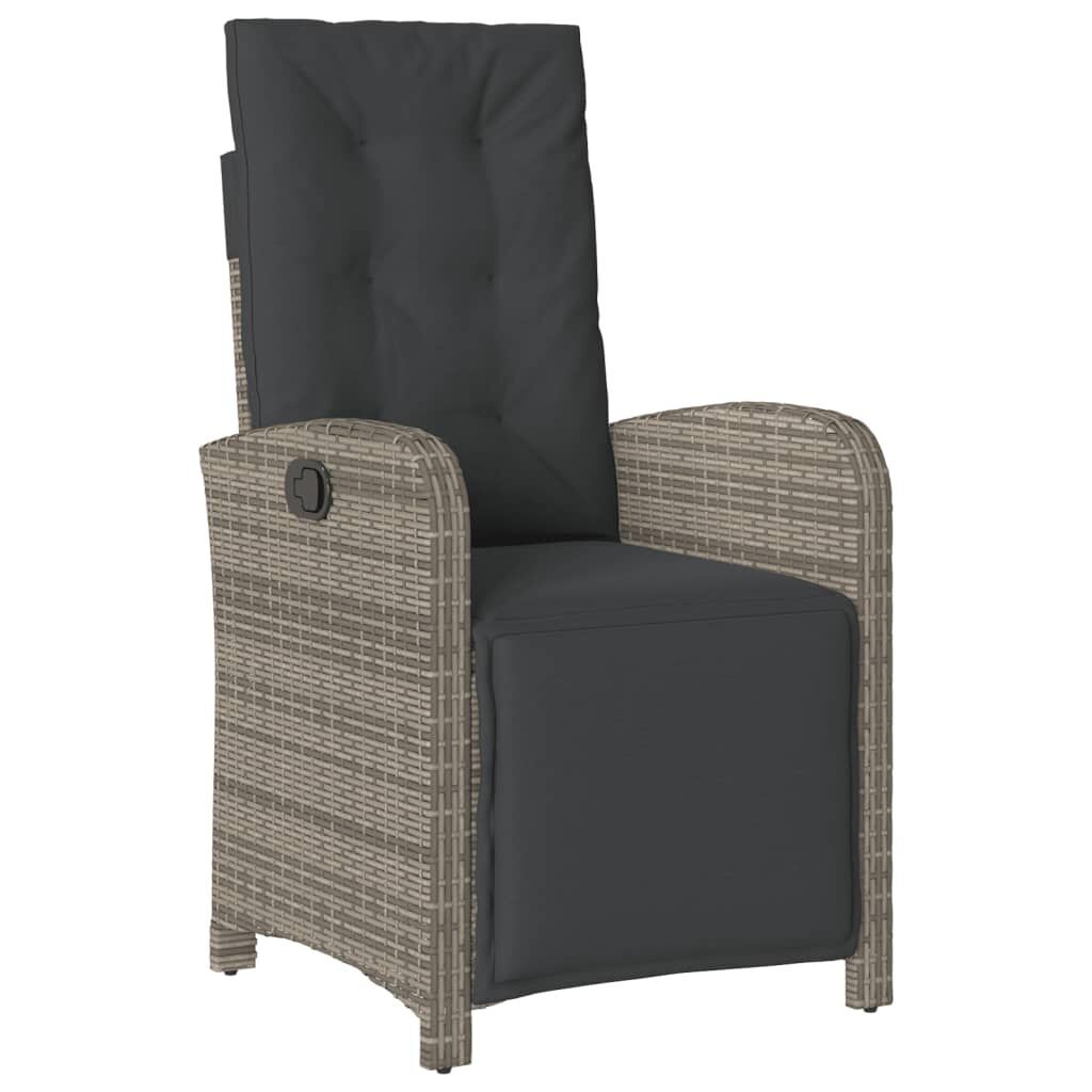 7 Piece Garden Dining Set with Cushions Grey Poly Rattan Price