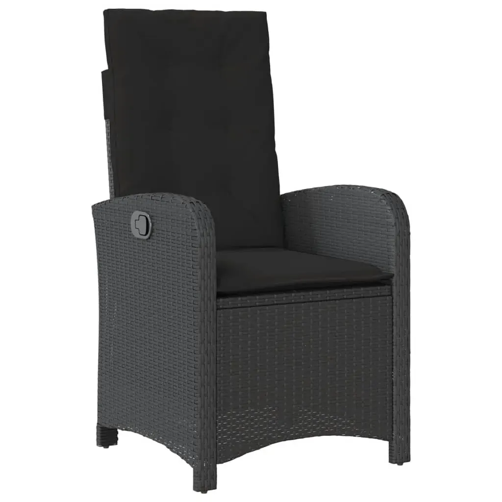 3 Piece Garden Dining Set with Cushions Black Poly Rattan Price