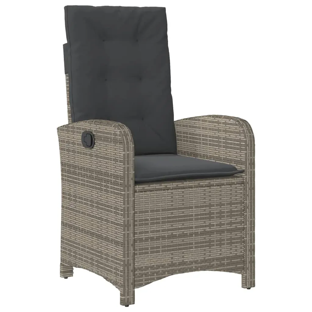 5 Piece Garden Dining Set with Cushions Grey Poly Rattan Price