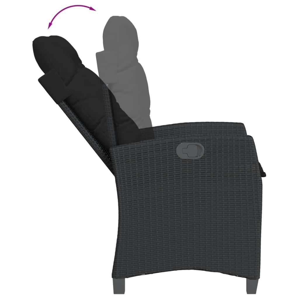 3 Piece Garden Dining Set with Cushions Black Poly Rattan Price