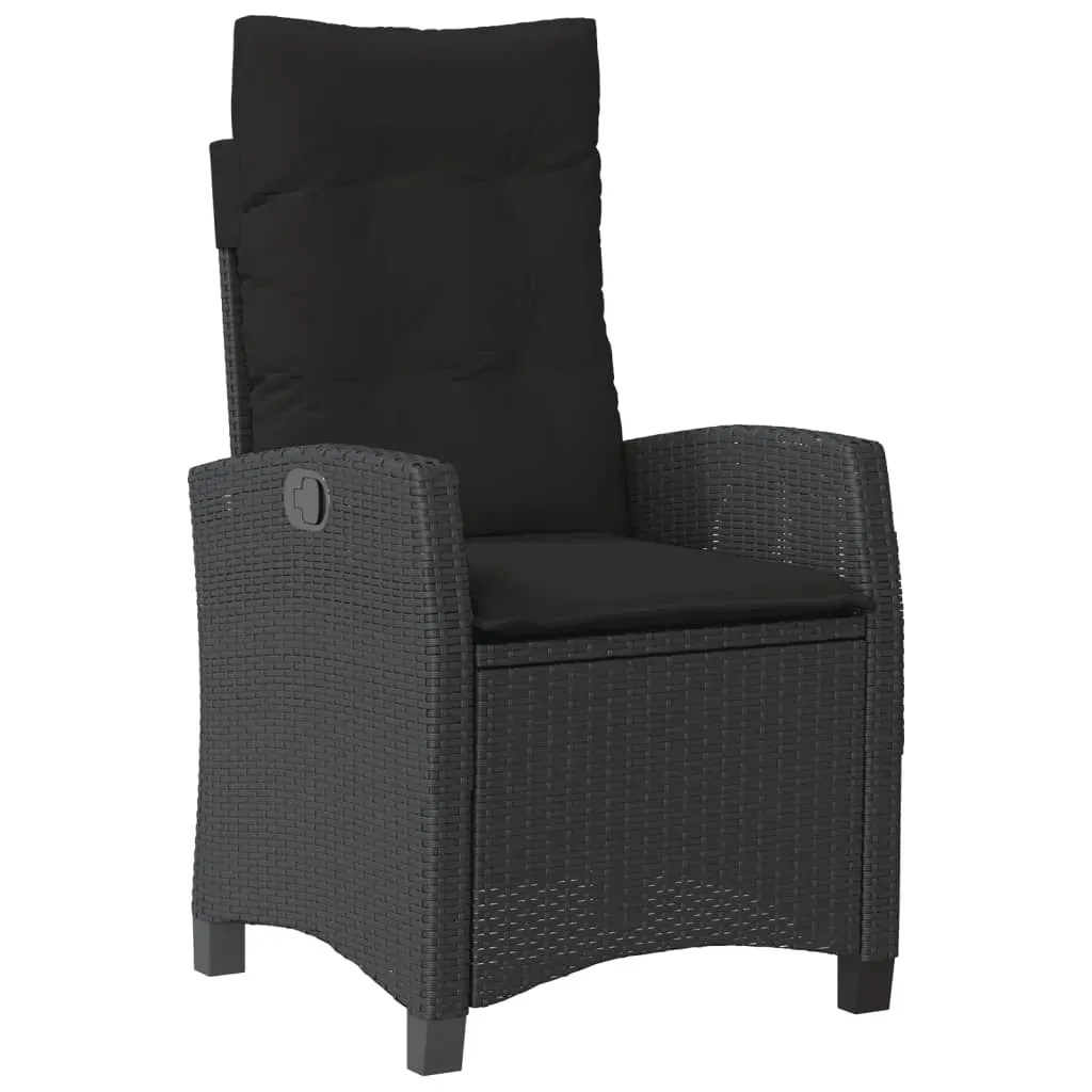 3 Piece Garden Dining Set with Cushions Black Poly Rattan Price
