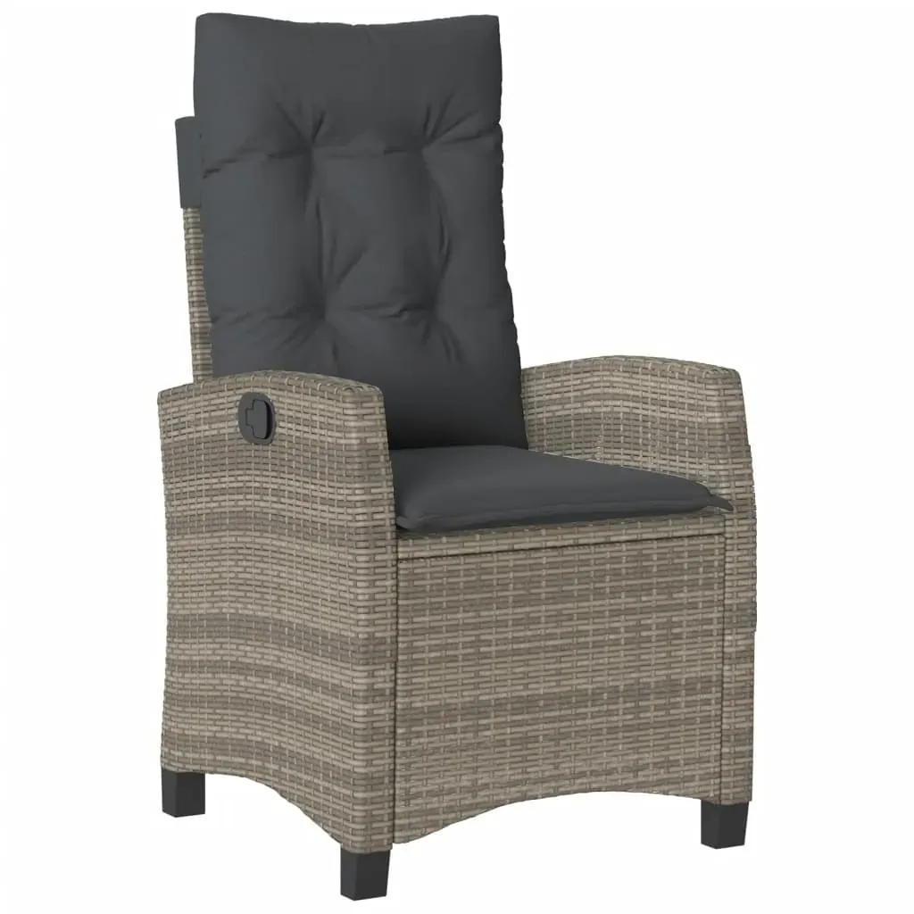 7 Piece Garden Dining Set with Cushions Grey Poly Rattan Price