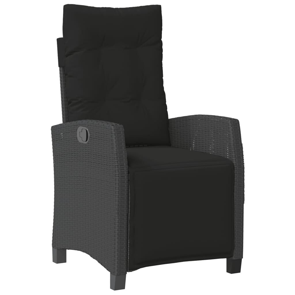 7 Piece Garden Dining Set with Cushions Black Poly Rattan Price