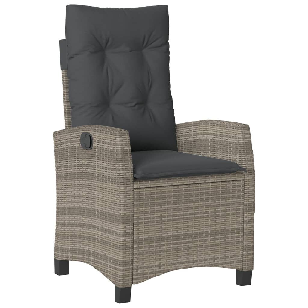 7 Piece Garden Dining Set with Cushions Grey Poly Rattan Price