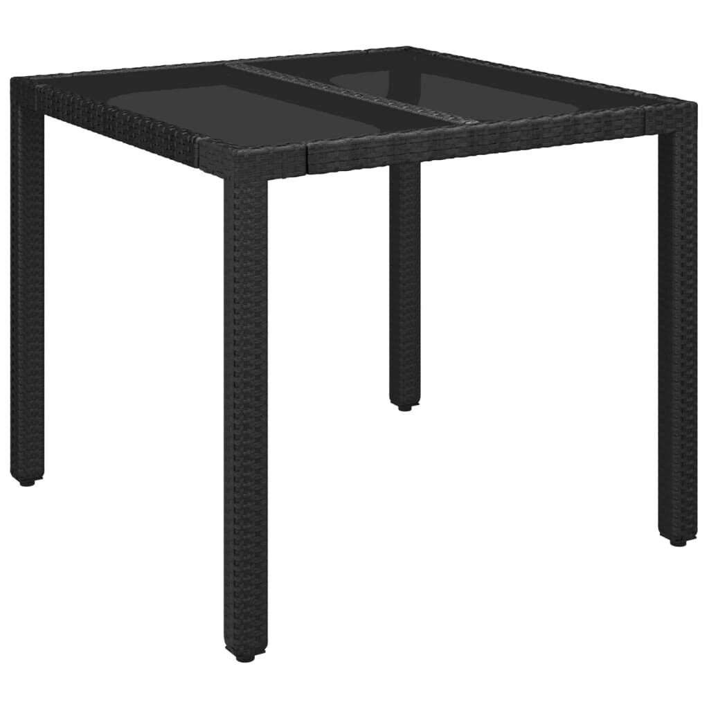 5 Piece Garden Dining Set with Cushions Black Poly Rattan Price