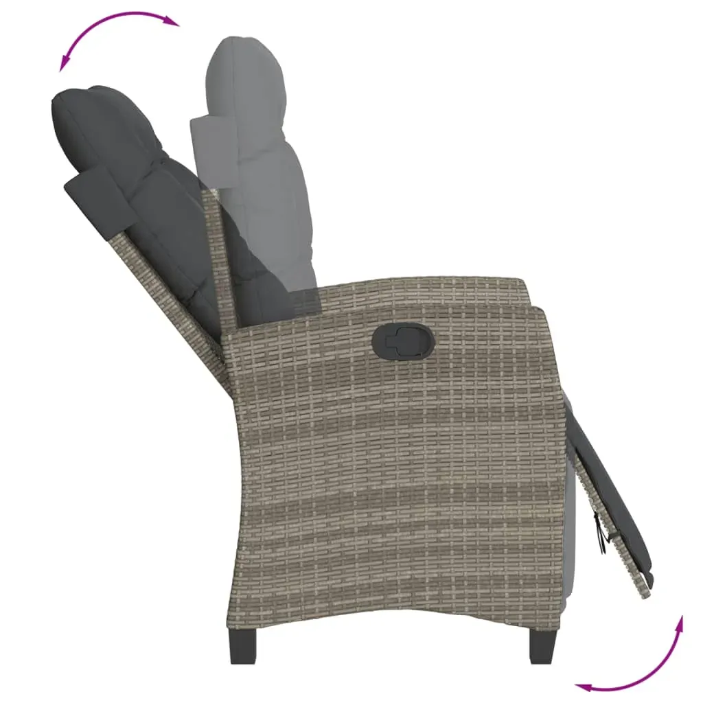 3 Piece Garden Dining Set with Cushions Grey Poly Rattan Price