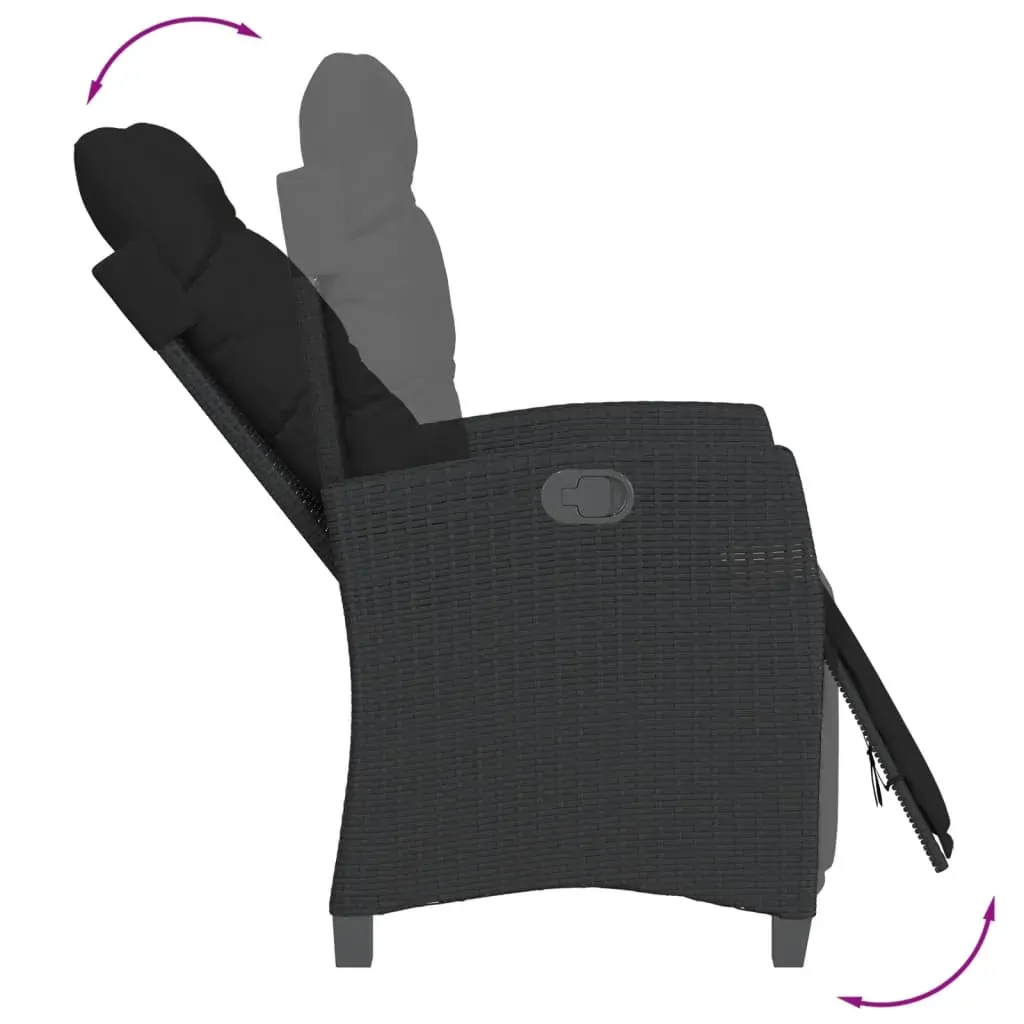 3 Piece Garden Dining Set with Cushions Black Poly Rattan Price