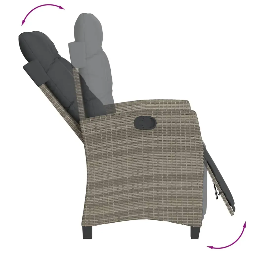 3 Piece Garden Dining Set with Cushions Grey Poly Rattan Price