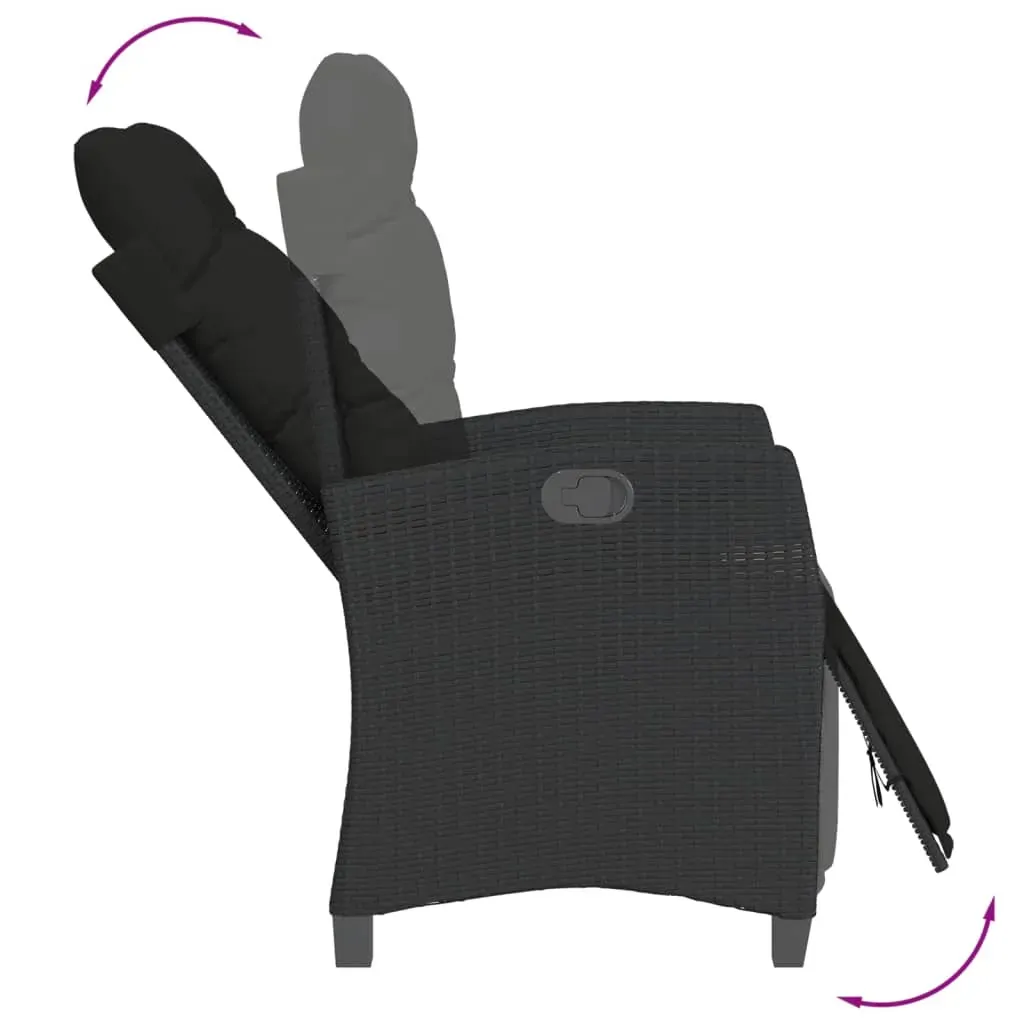 3 Piece Garden Dining Set with Cushions Black Poly Rattan Price