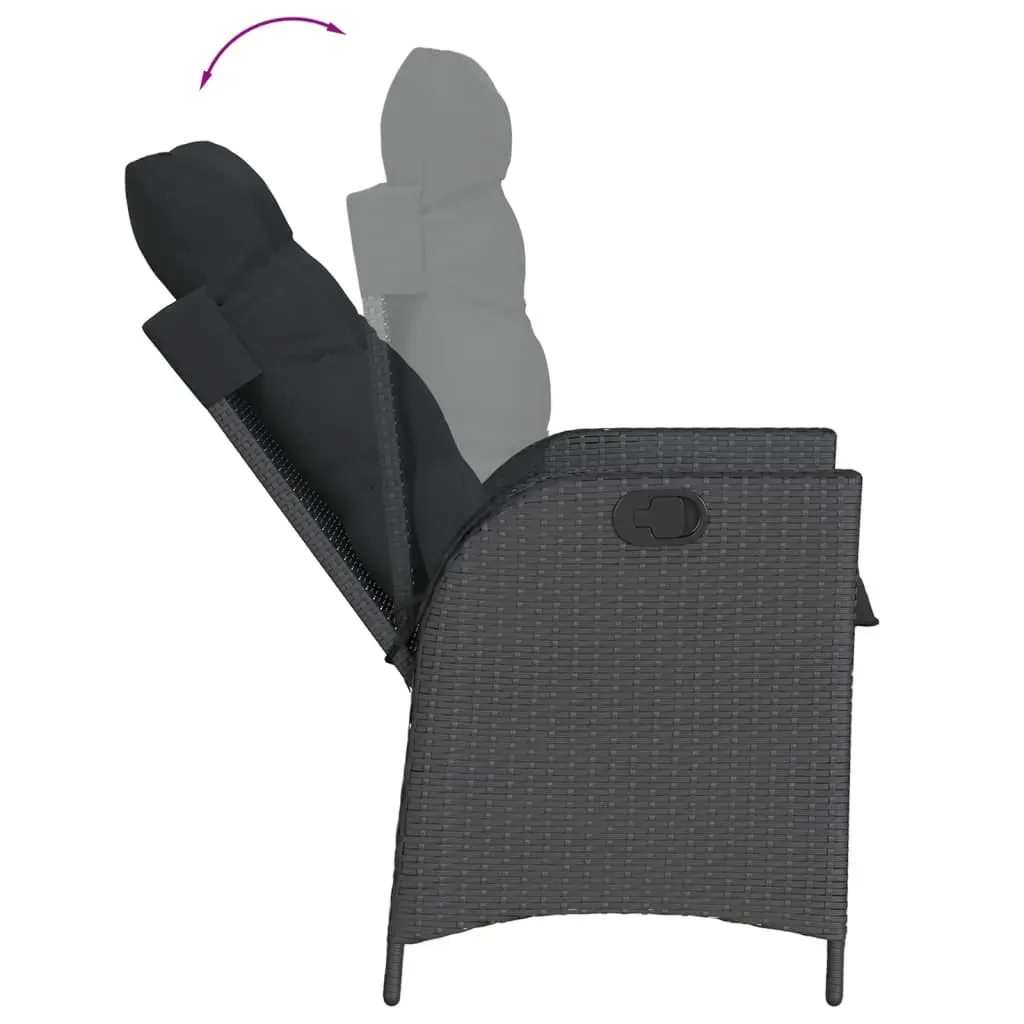 5 Piece Garden Dining Set with Cushions Black Poly Rattan Price