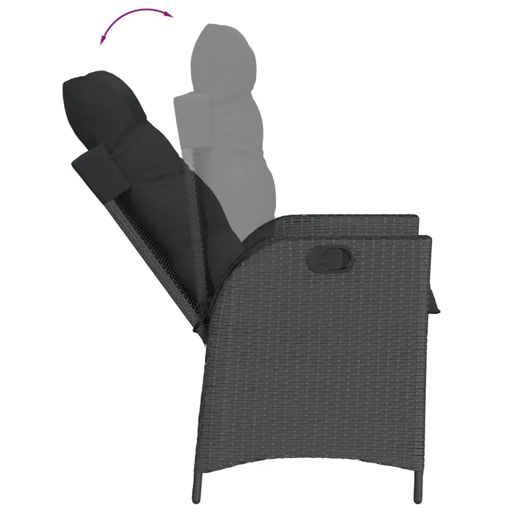 5 Piece Garden Dining Set with Cushions Black Poly Rattan Price