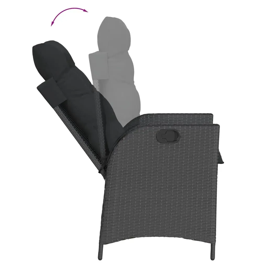 5 Piece Garden Dining Set with Cushions Black Poly Rattan Price