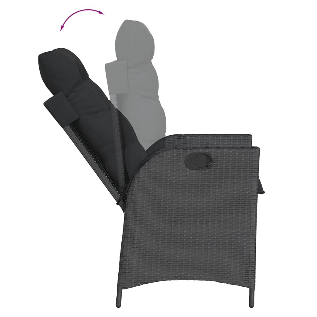 7 Piece Garden Dining Set with Cushions Black Poly Rattan Price