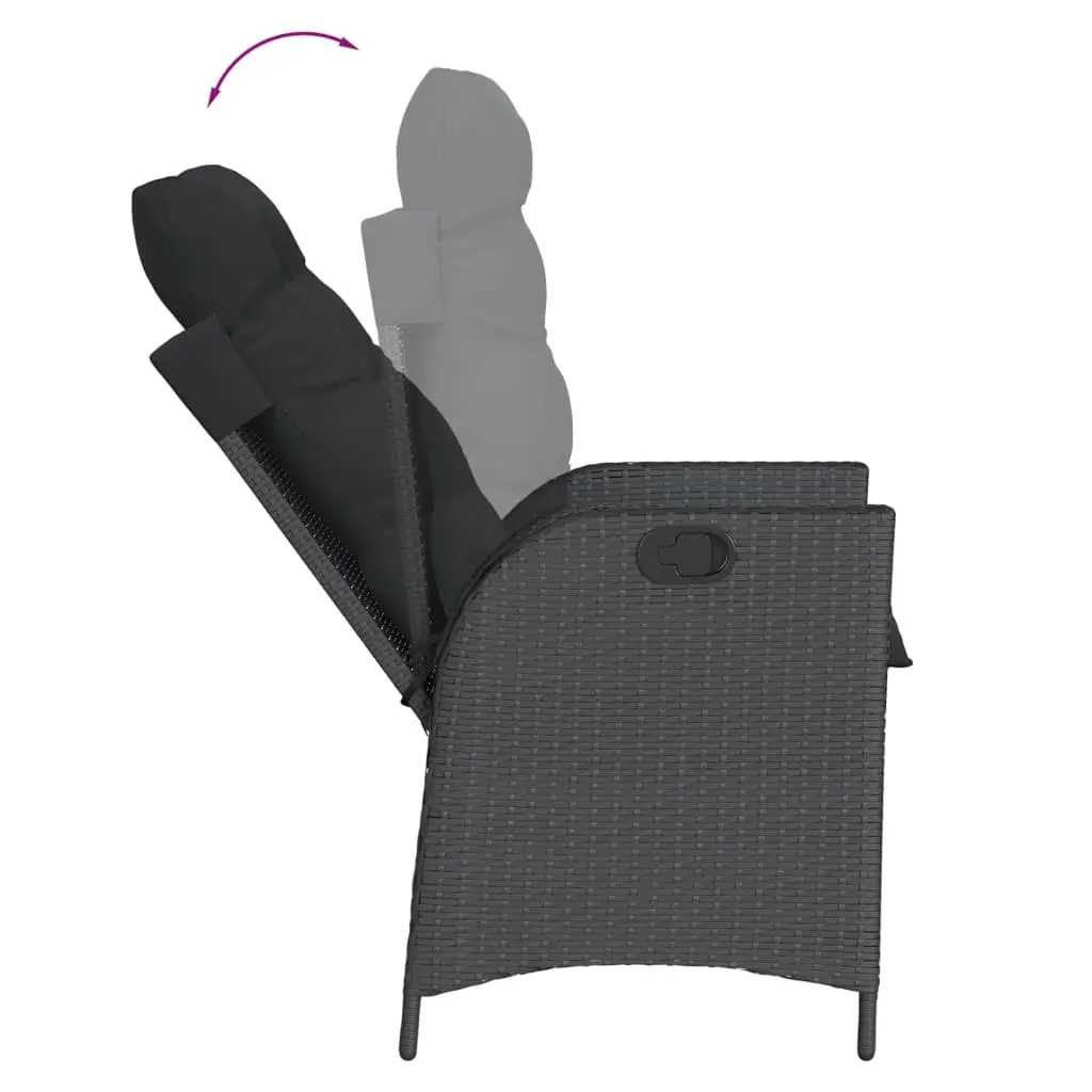 5 Piece Garden Dining Set with Cushions Black Poly Rattan Price