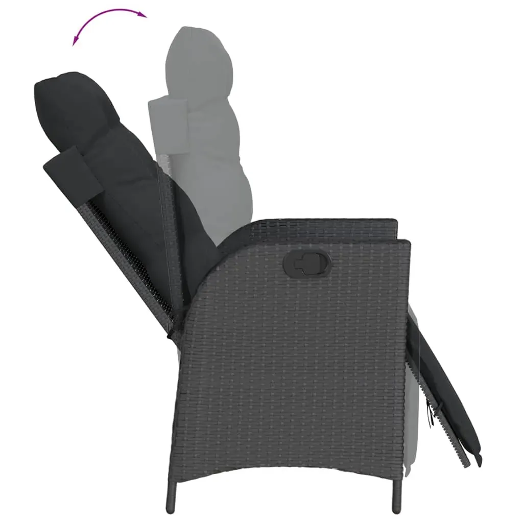 7 Piece Garden Dining Set with Cushions Black Poly Rattan Price