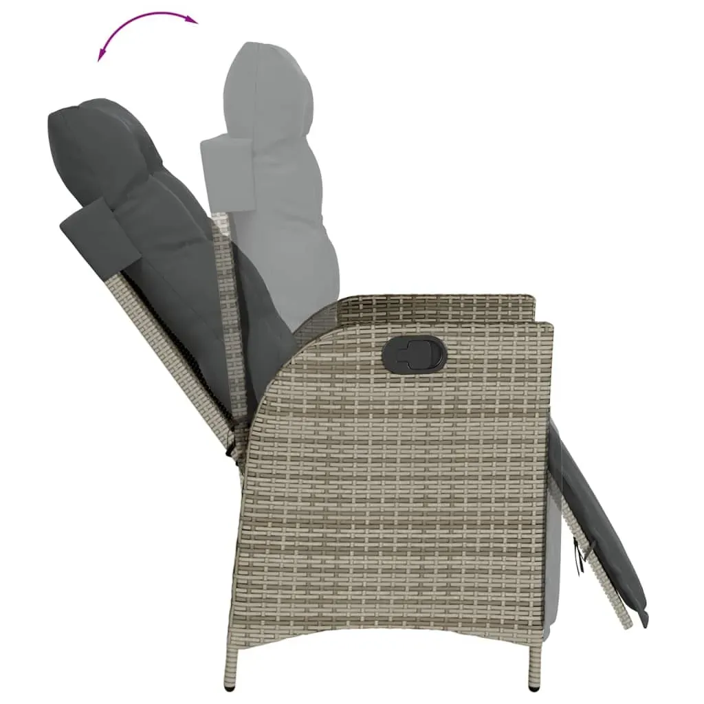 3 Piece Garden Dining Set with Cushions Grey Poly Rattan Price