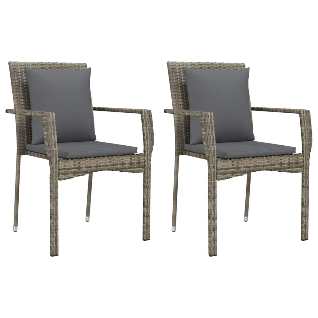 9 Piece Garden Dining Set with Cushions Grey Poly Rattan Price