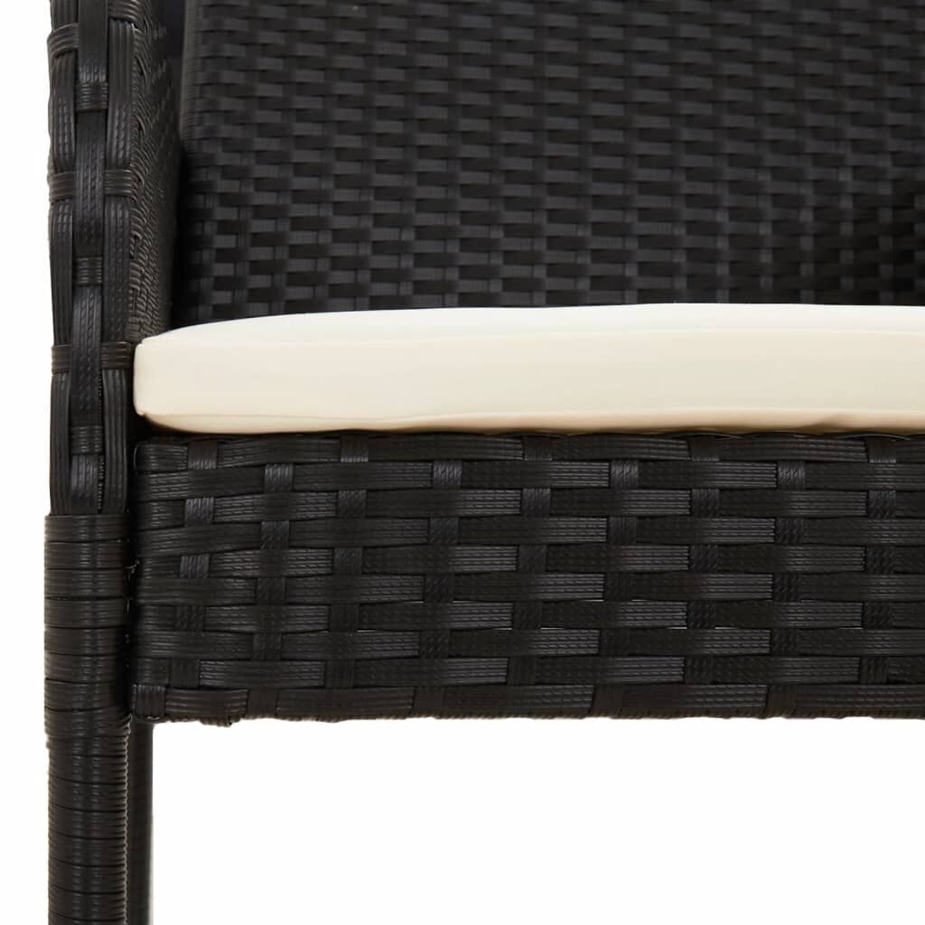 9 Piece Garden Dining Set with Cushions Black Poly Rattan Price