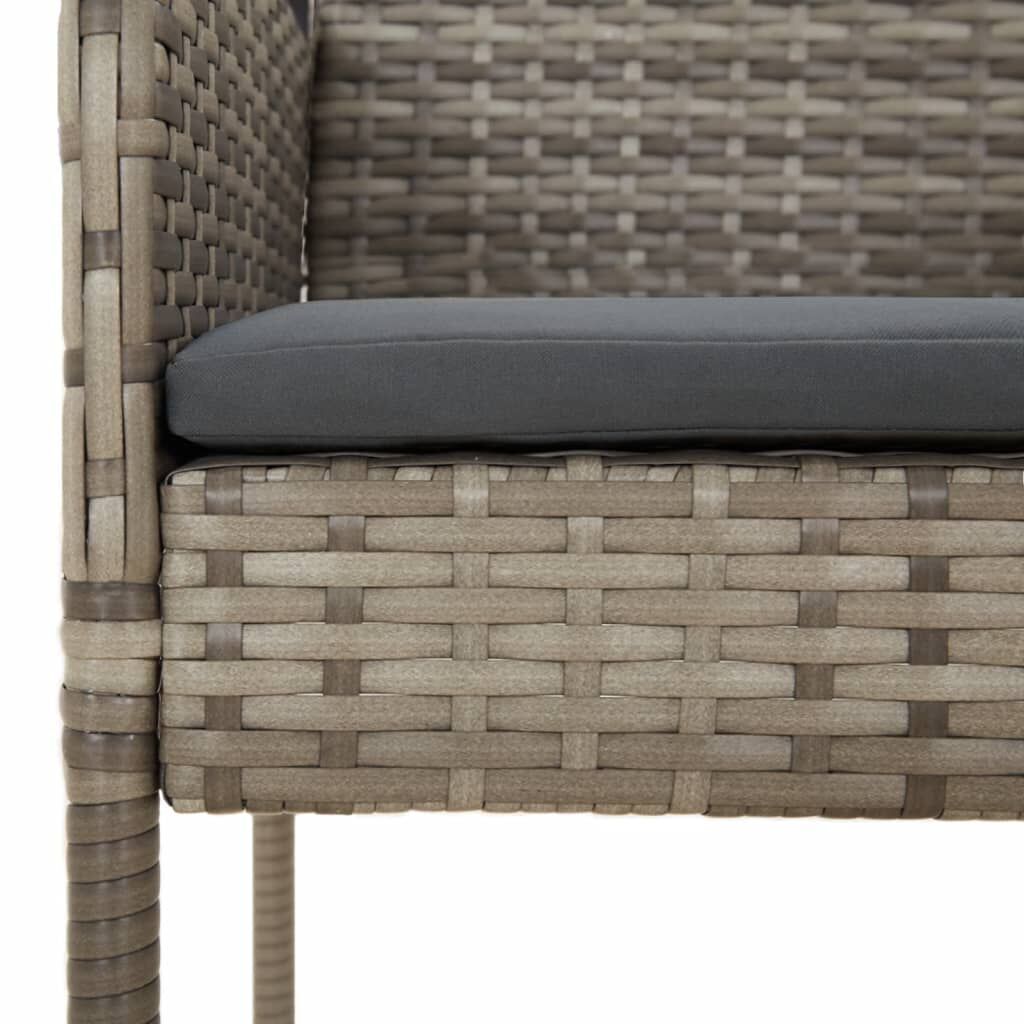 7 Piece Garden Dining Set with Cushions Grey Poly Rattan Price