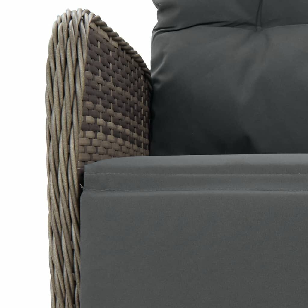 7 Piece Garden Dining Set with Cushions Grey Poly Rattan Price