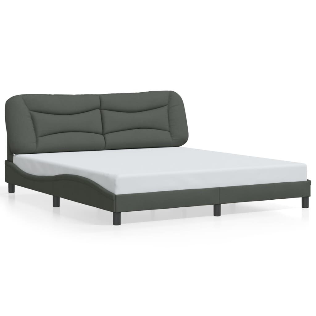 Bed Frame with LED without Mattress Dark Grey 183x203 cm King Fabric Price
