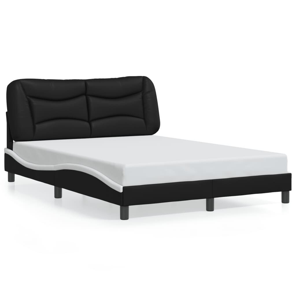 Bed Frame with LED without Mattress Black and White 137x187 cm Double Price