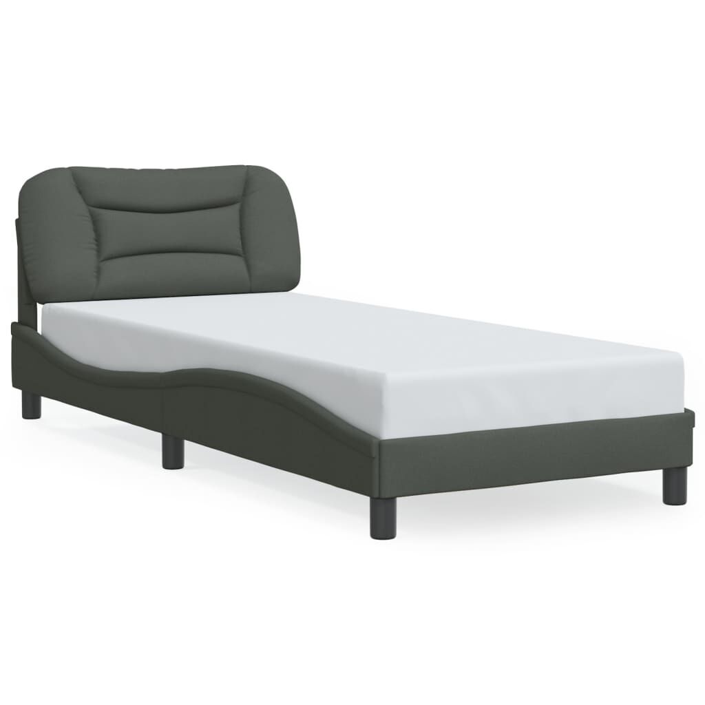 Bed Frame with LED without Mattress Dark Grey 90x190 cm Fabric Price