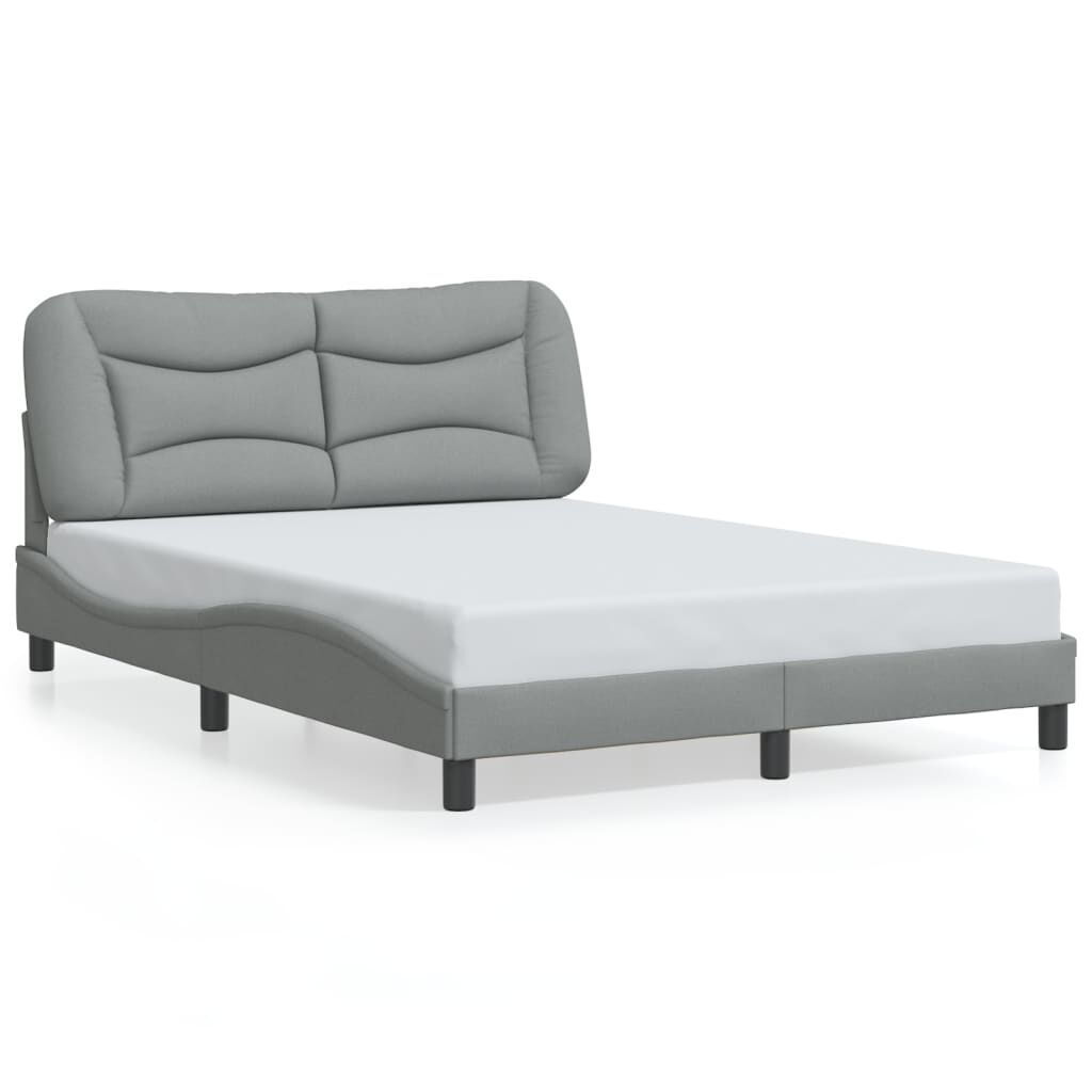 Bed Frame with LED without Mattress Dark Grey 137x187 cm Double Fabric Price
