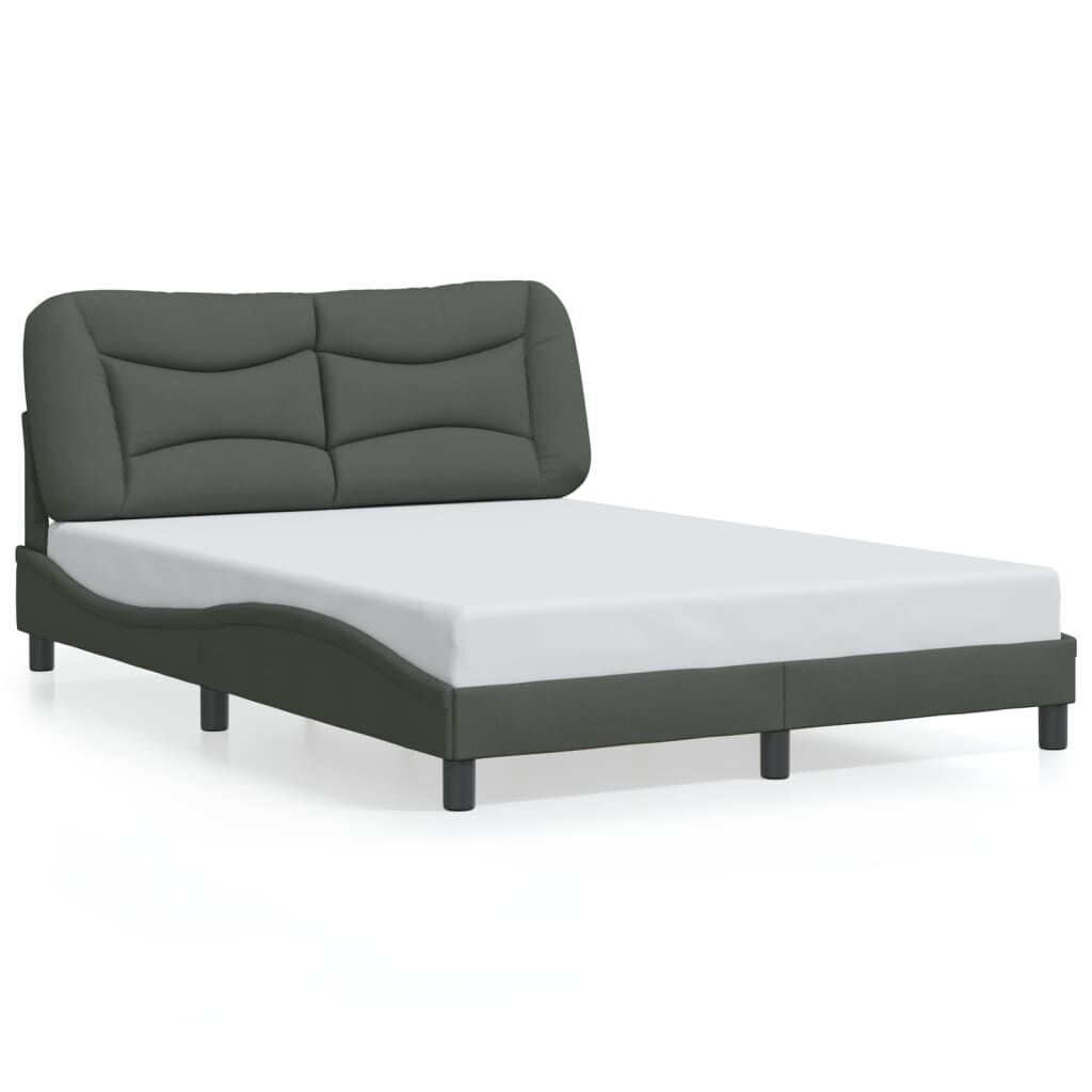 Bed Frame with LED without Mattress Black 137x187 cm Double Fabric Price