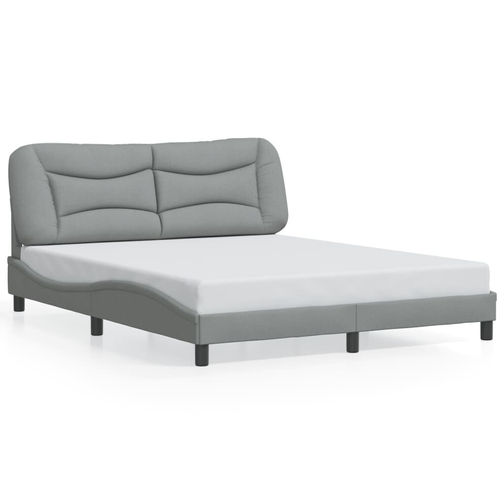 Bed Frame with LED without Mattress Dark Grey 152x203 cm Queen Fabric Price