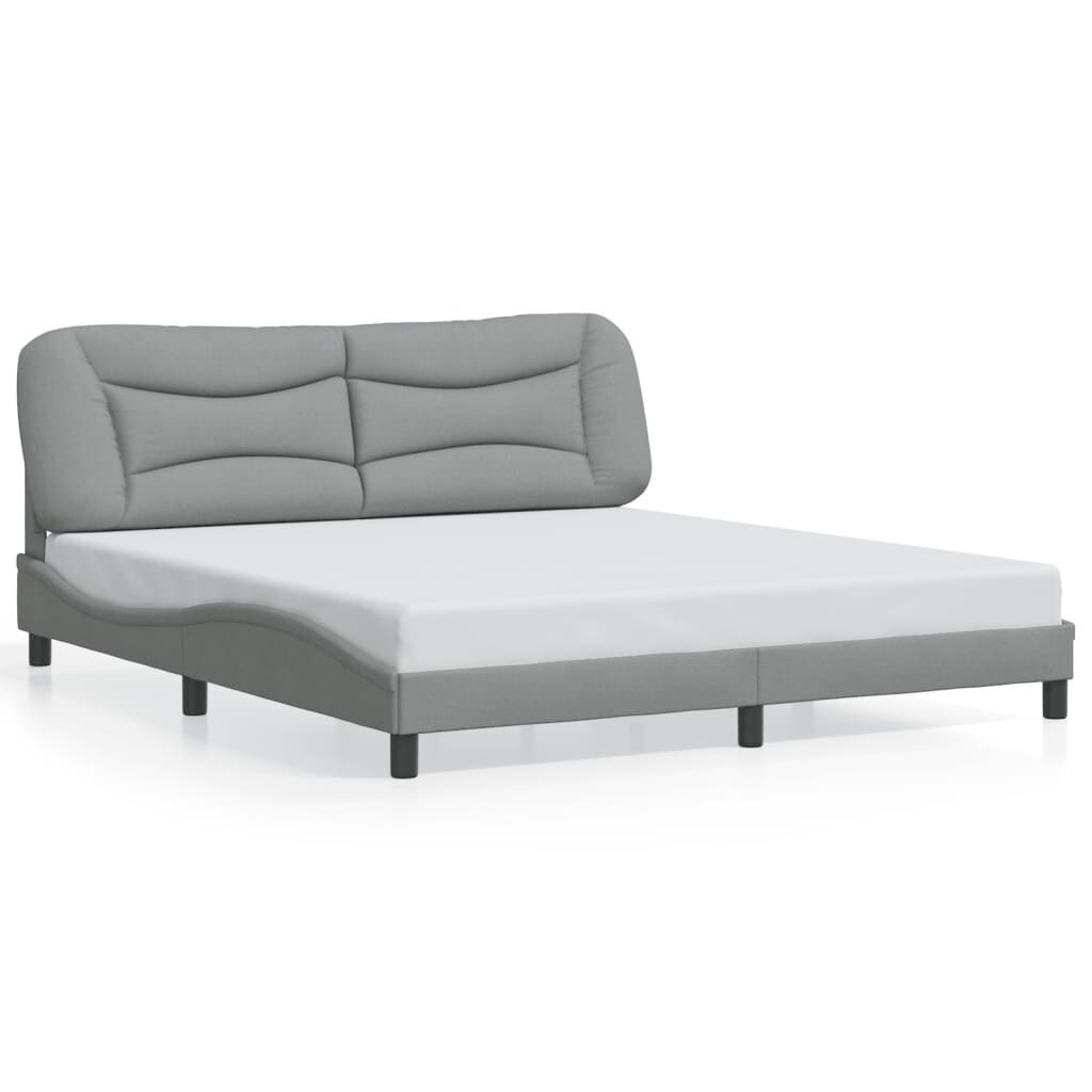 Bed Frame with LED without Mattress Dark Grey 183x203 cm King Fabric Price