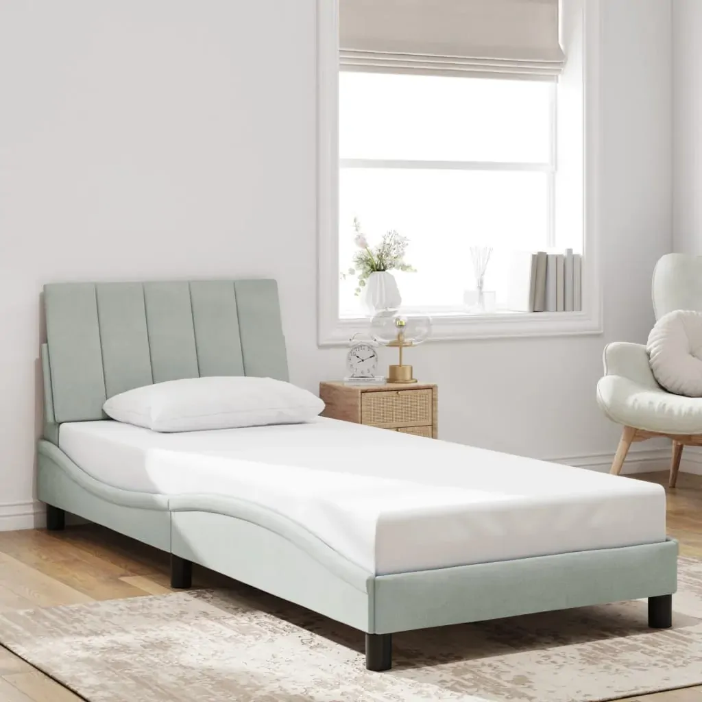 Bed Frame with LED without Mattress "Hanko" Dark Grey 90x190 cm Velvet Price