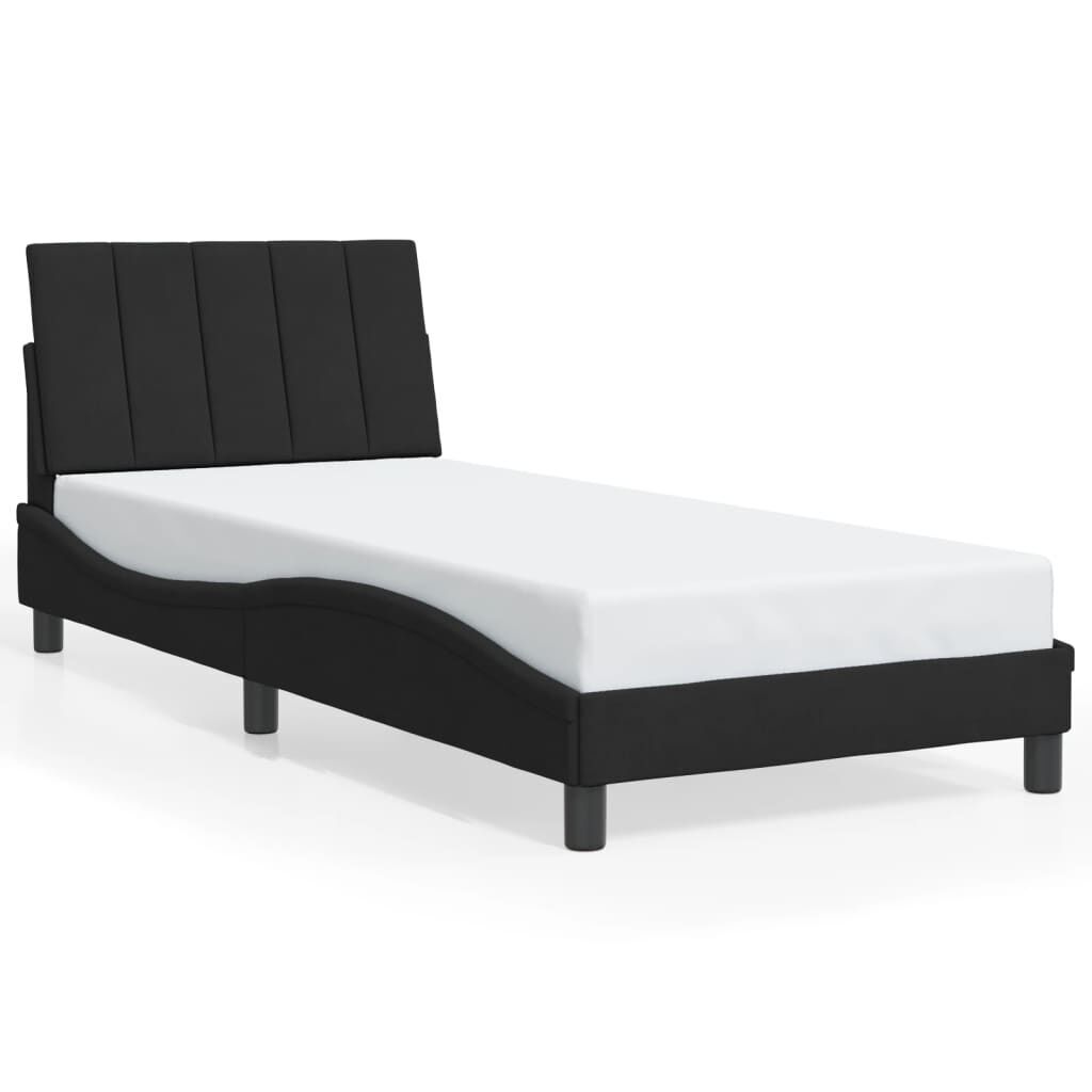 Bed Frame with LED without Mattress Black 90x190 cm Velvet Price