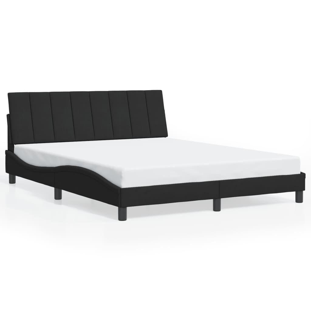 Bed Frame with LED without Mattress Black 152x203 cm Queen Velvet Price