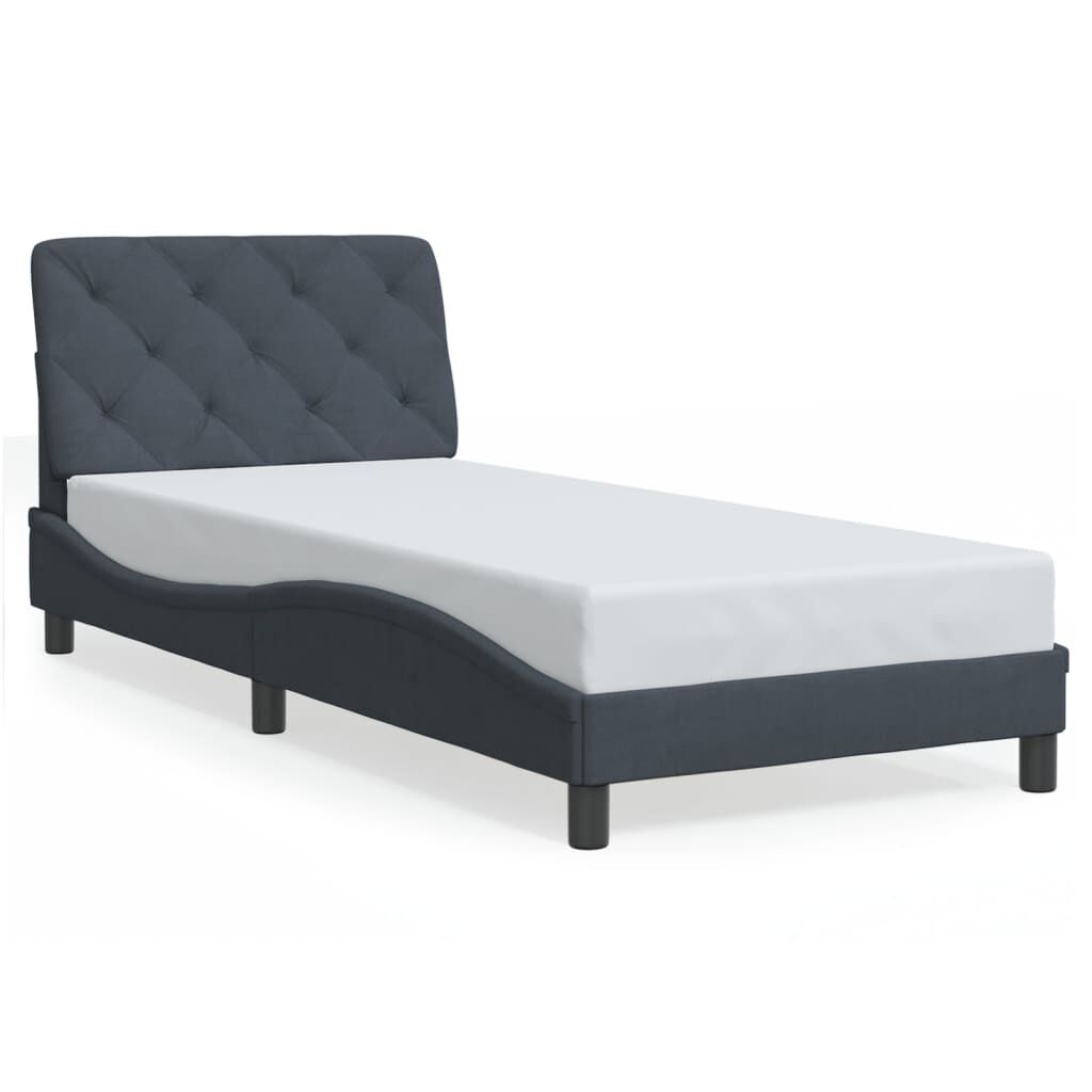 Bed Frame with LED without Mattress Dark Grey 90x190 cm Velvet Price