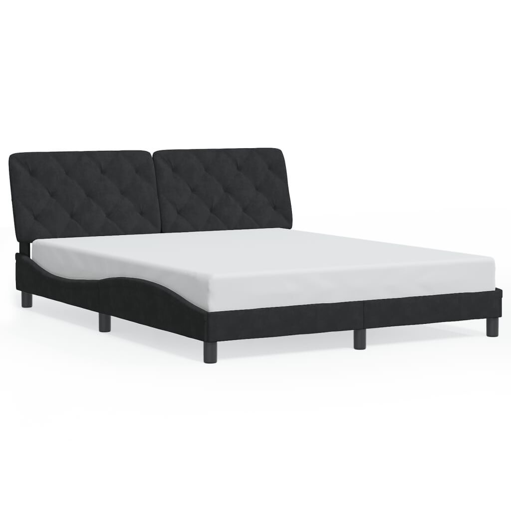 Bed Frame with LED without Mattress Black 152x203 cm Queen Velvet Price